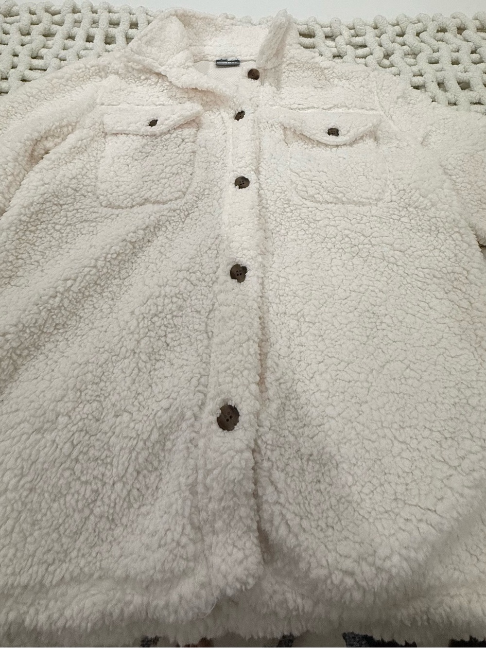 32 Degrees Cream Sherpa Button-Up Jacket
